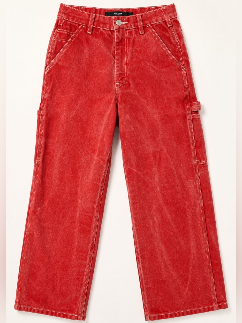 Hudson Carpenter Pant Red Acid Wash High Rise Utility Jeans Size 25